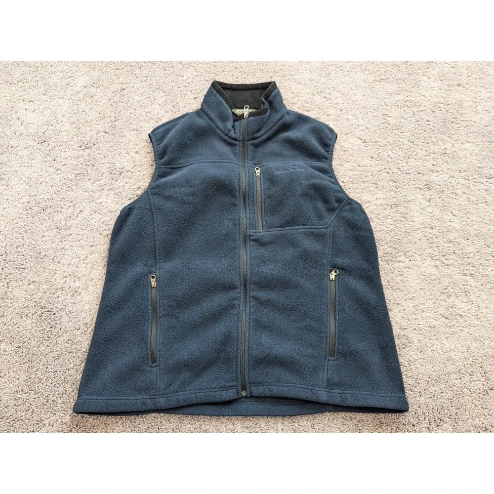 Eddie Bauer Vest‎ Mens Extra Large Full Zip Sweater Fleece Zip Pockets Blue
